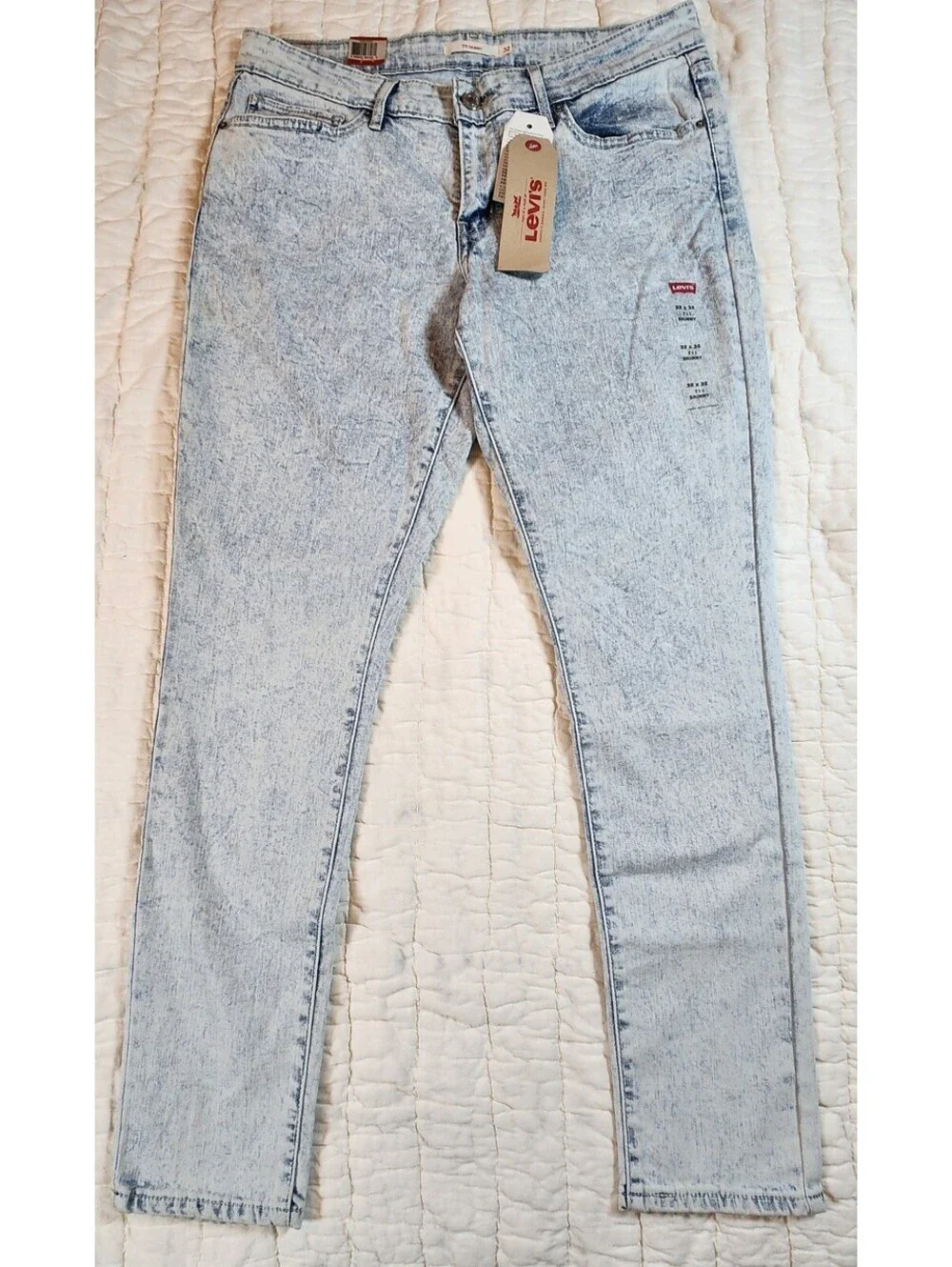 NWT Levi's 711 Skinny Jeans Men's 32x32 Light Acid Wash Denim
